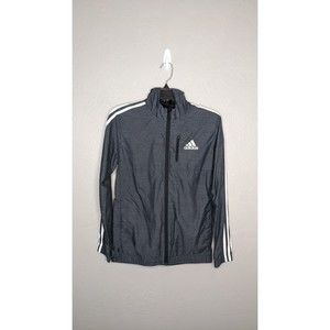 Adidas Kids Medium 10-12 Grey Light Weight Zip Up Windbreaker